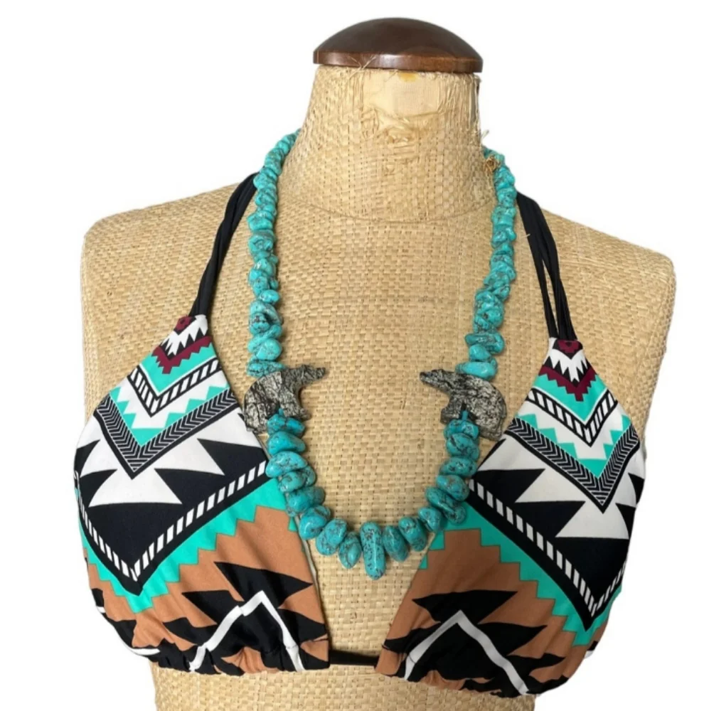 Body Glove String Top Aztec Native Tribal Bikini Swimsuit Top size L XL - Picture 1 of 5
